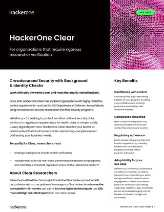 HackerOne Clear Datasheet